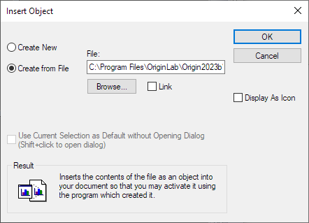 Help Online - Origin Help - Inserting OLE Objects in Graphs (and Layouts)