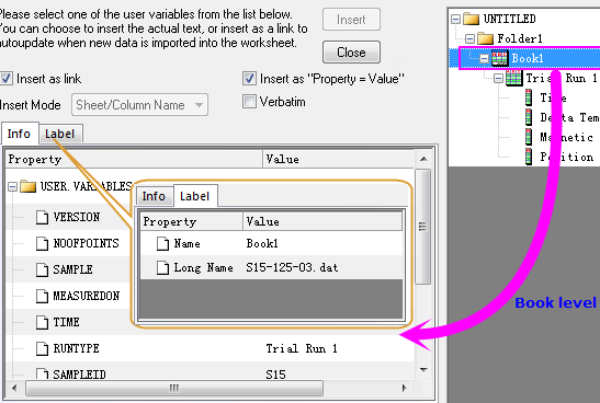 Help Online - Origin Help - Inserting Variables Extracted ...