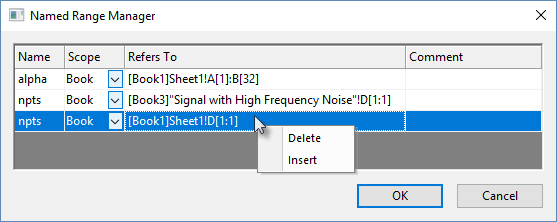 Help Online - Origin Help - Named Range