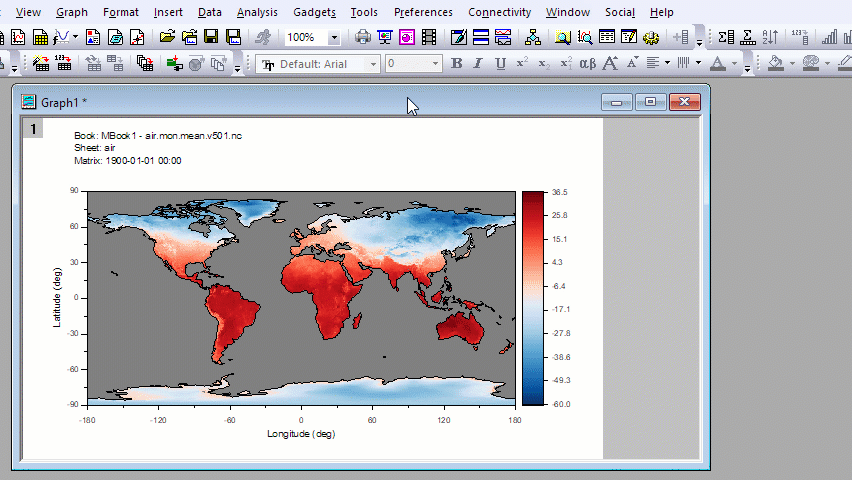 Help Online - Origin Help - NetCDF Visualizing