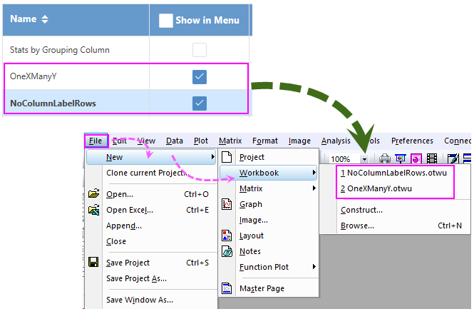 Help Online - Origin Help - The New Book dialog
