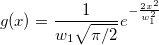 g(x)=\frac{1}{w_1\sqrt{\pi/2}}e^{-\frac{2x^2}{w_1^2}} g(x)=\frac{1}{w_1\sqrt{\pi/2}}e^{-\frac{2x^2}{w_1^2}}