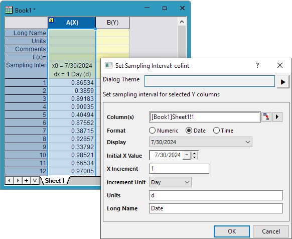 Help Online - Origin Help - Sampling Interval