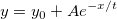y=y_0+Ae^{-x/t} y=y_0+Ae^{-x/t}