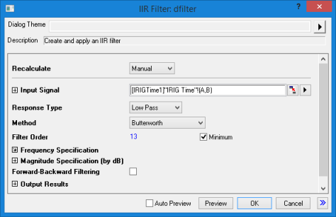 Help Online - Origin Help - The IIR Filters Dialog Box