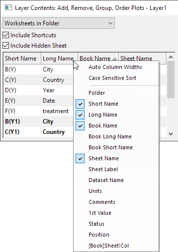 Help Online - Origin Help - The Layer Contents Dialog Box