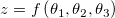 z = f\left (\theta_1, \theta_2, \theta_3 \right ) z = f\left (\theta_1, \theta_2, \theta_3 \right )
