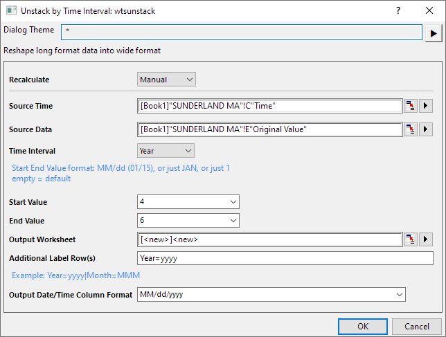 Help Online - Origin Help - Unstack by Time Interval