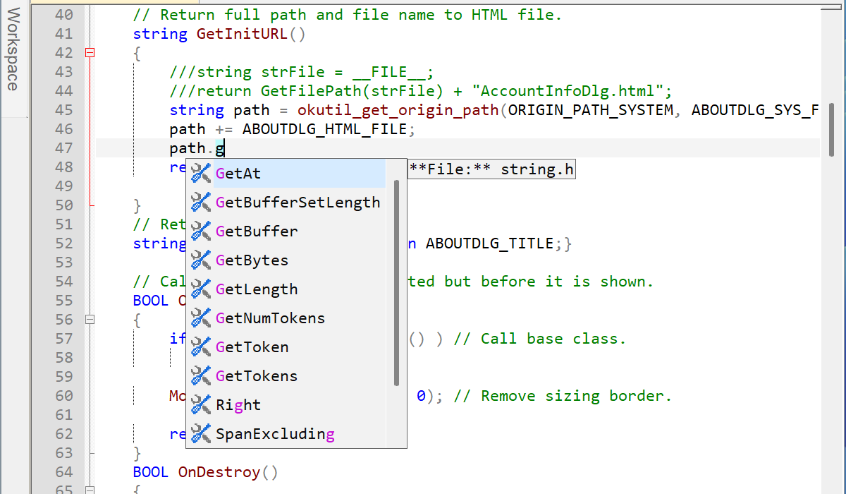 OriginC Autocomplete