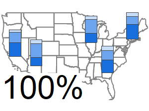100% Stacked Bar Map